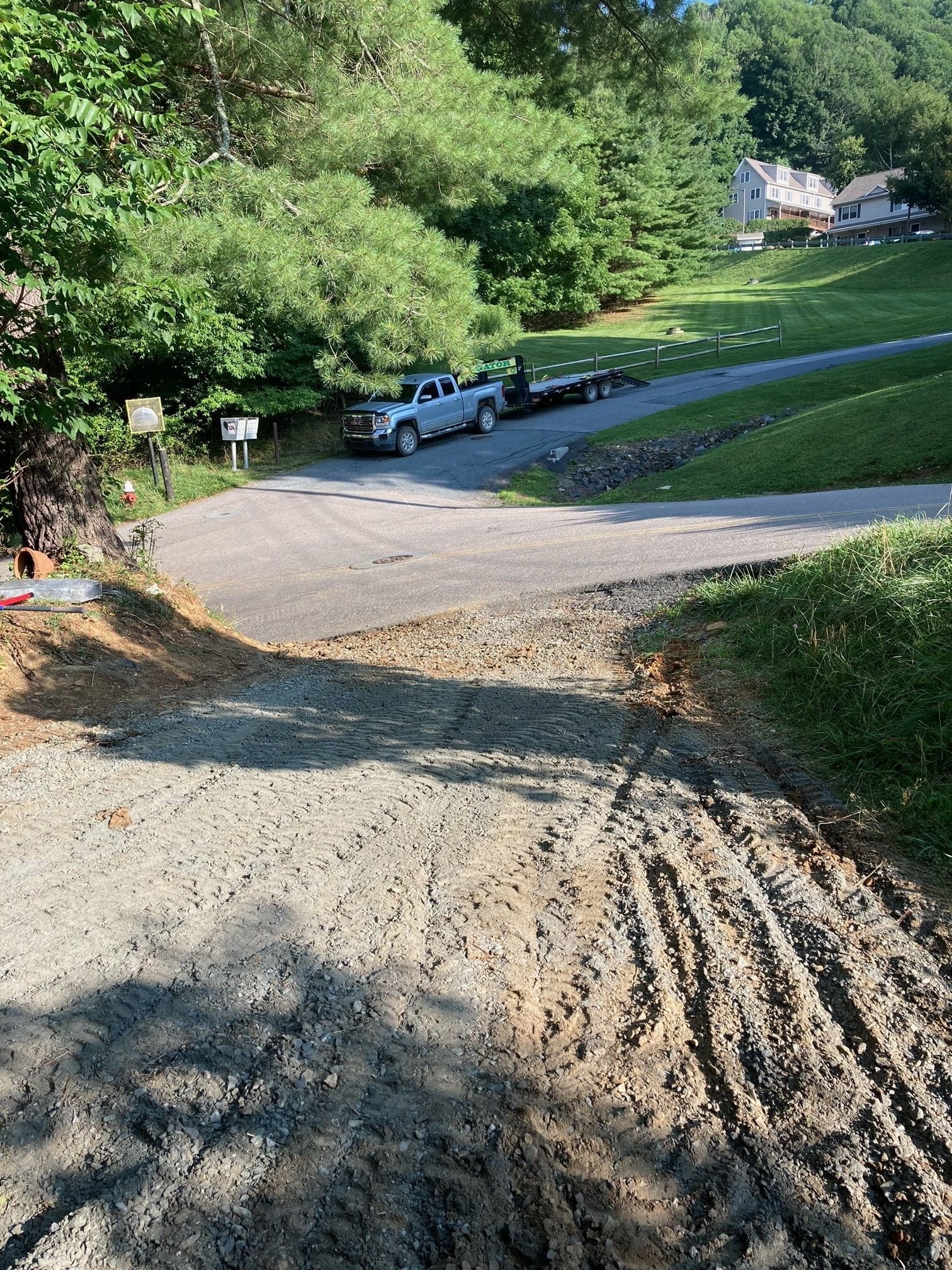 This driveway has a very steep enterance and erosion problems.